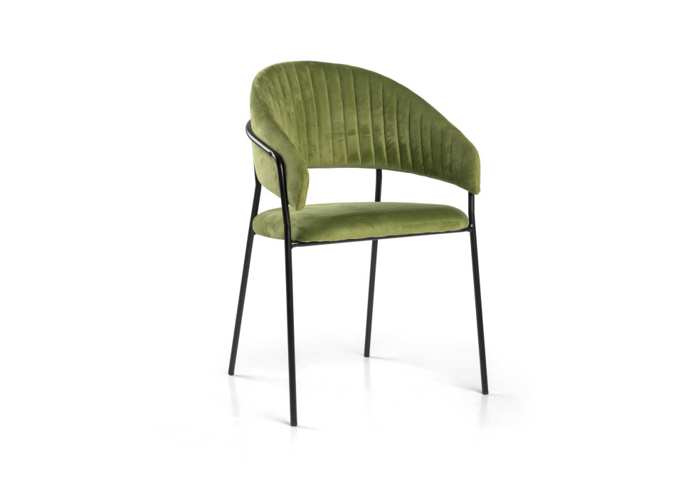 Poltrona velluto Chloe verde struttura nero Vacchetti