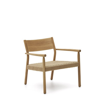 Poltrona Yalia in legno massiccio di rovere FSC 100% finitura naturale e seduta di corda di carta