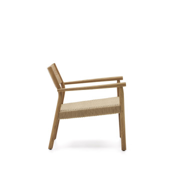 Poltrona Yalia in legno massiccio di rovere FSC 100% finitura naturale e seduta di corda di carta