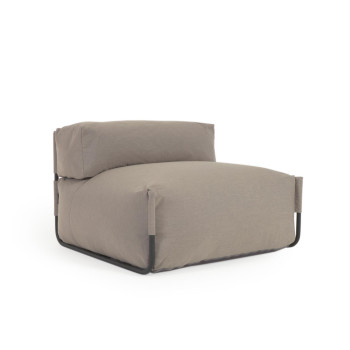 Pouf divano modulare con schienale 100% outdoor Square verde e alluminio nero 101 x 101cm