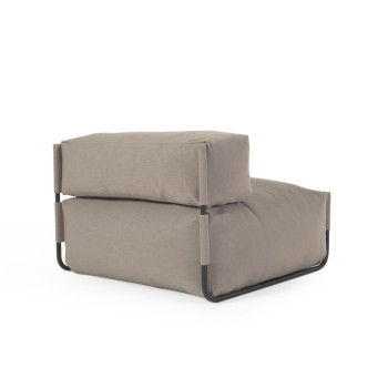 Pouf divano modulare con schienale 100% outdoor Square verde e alluminio nero 101 x 101cm