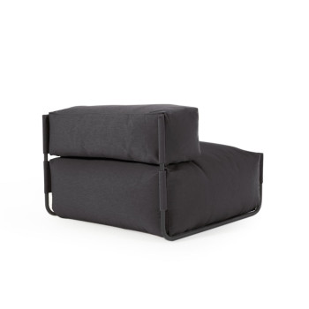 Pouf divano modulare schienale 100% outdoor Square grigio scuro e alluminio nero 101x101cm