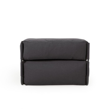 Pouf divano modulare schienale 100% outdoor Square grigio scuro e alluminio nero 101x101cm