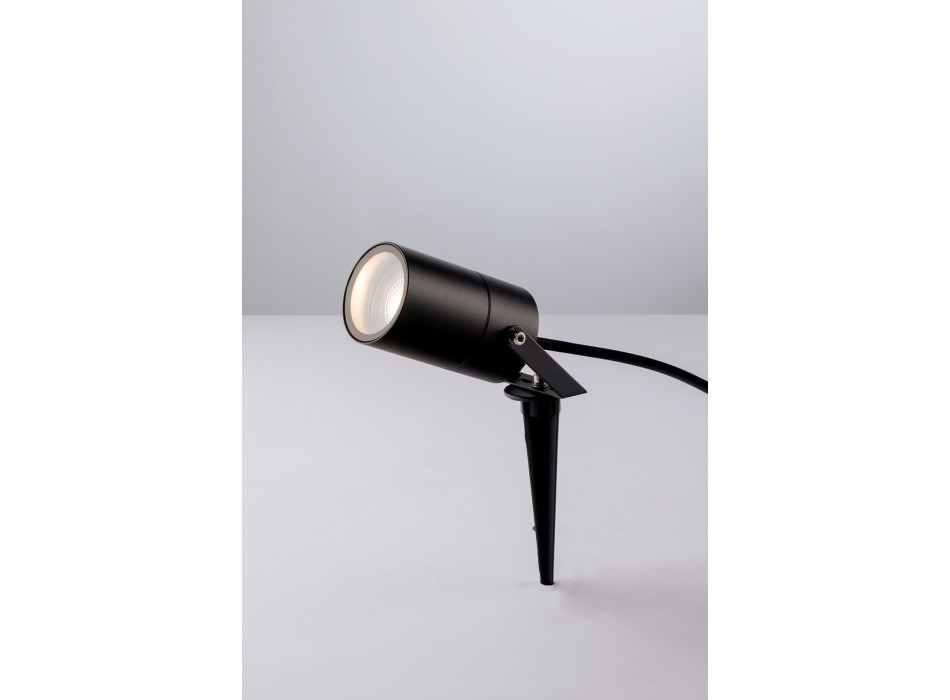 PROIETTORE AKRON NERO CON PICCHETTO 1XGU10 IP65 10X6CM