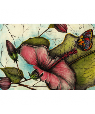 Quadro LA FARFALLA SULL'IBISCUS G1988 PINTDECOR