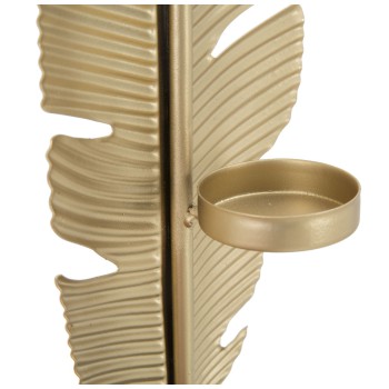 SCULTURA FOGLIA C/PORTA CANDELA GLAM