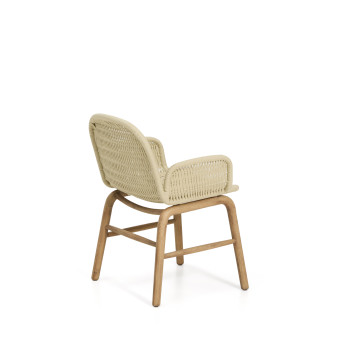 Sedia Alipa con braccioli in legno massiccio di acacia e corda ecru 100% FSC