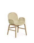 Sedia Alipa con braccioli in legno massiccio di acacia e corda ecru 100% FSC