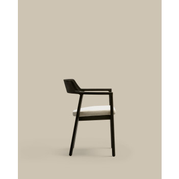 Sedia Alocs sfoderabile ciniglia beige legno massiccio di rovere nero FSC Mix Credit