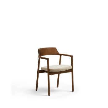 Sedia Alocs sfoderabile ciniglia beige legno massiccio di rovere noce FSC Mix Credit