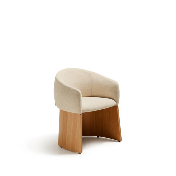 Sedia Bosca in ciniglia beige e impiallacciatura in rovere FSC 100%