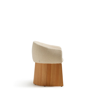 Sedia Bosca in ciniglia beige e impiallacciatura in rovere FSC 100%