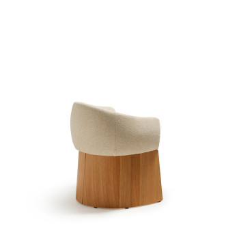 Sedia Bosca in ciniglia beige e impiallacciatura in rovere FSC 100%