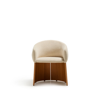 Sedia Bosca in ciniglia beige e impiallacciatura in rovere FSC 100%