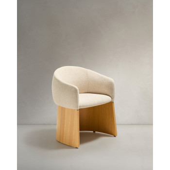 Sedia Bosca in ciniglia beige e impiallacciatura in rovere FSC 100%