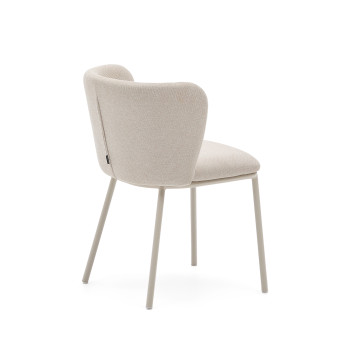 Sedia Ciselia in ciniglia beige e acciaio beige FSC Mix Credit