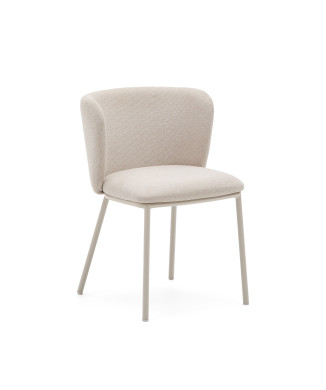 Sedia Ciselia in ciniglia beige e acciaio beige FSC Mix Credit