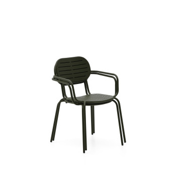 Sedia da esterno impilabile Brai con braccioli in acciaio zincato