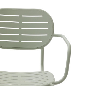 Sedia da esterno impilabile Brai con braccioli in acciaio zincato grigio scuro