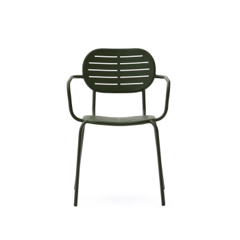 Sedia da esterno impilabile Brai con braccioli in acciaio zincato grigio scuro