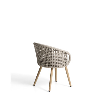 Sedia da esterno Lidario in alluminio effetto legno e corda sintetica color tortora