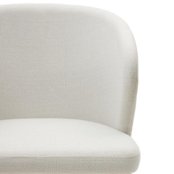 Sedia Darice in ciniglia beige e legno di faggio massiccio con finitura naturale FSC 100%