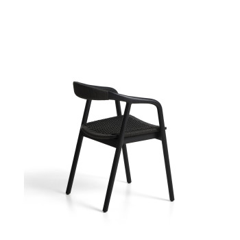 Sedia Derile in rovere massiccio con finitura nera e corda di carta nera FSC Mix Credit