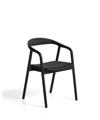 Sedia Derile in rovere massiccio con finitura nera e corda di carta nera FSC Mix Credit