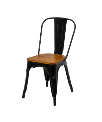Sedia ferro New Bristol nero seduta legno cm43x43h45/84 Vacchetti