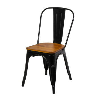 Sedia ferro New Bristol nero seduta legno cm43x43h45/84 Vacchetti