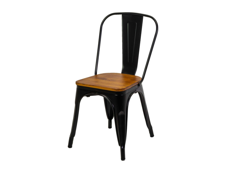 Sedia ferro New Bristol nero seduta legno cm43x43h45/84 Vacchetti