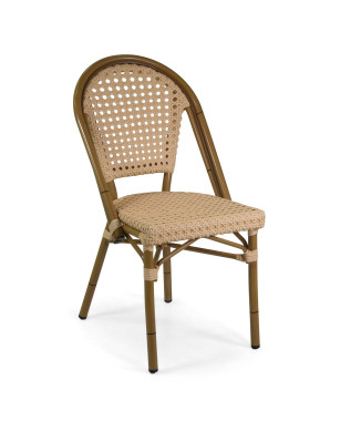 Sedia Francese alluminio polyrattan naturale cm46x56h45/87 vacchetti