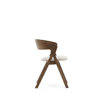 Sedia Godia in impiallacciato di frassino con finitura wengé e ciniglia beige