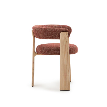 Sedia Granite 3 gambe ciniglia terracotta legno massello frassino finitura naturale FSC 100%