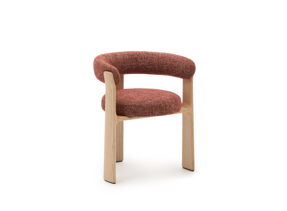 Sedia Granite 3 gambe ciniglia terracotta legno massello frassino finitura naturale FSC 100%