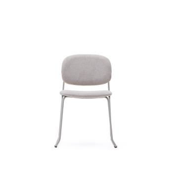 Sedia impilabile Meli in ciniglia beige e gambe in metallo beige FSC Mix Credit