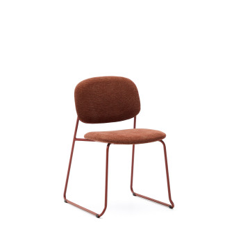 Sedia impilabile Meli in ciniglia terracotta e gambe in metallo terracotta FSC Mix Credit