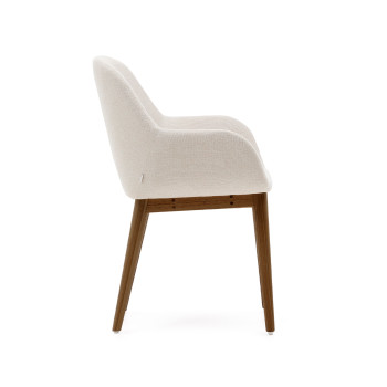 Sedia Konna beige con gambe in legno massello di frassino finitura scura
