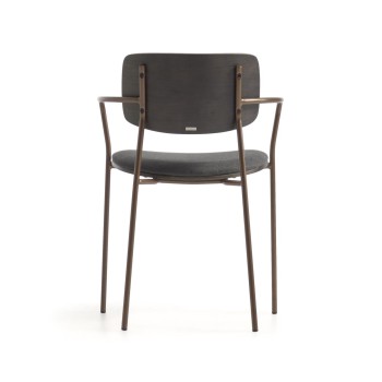 Sedia Maureen in impiallacciato frassino finitura scura e metallo finitura ottone