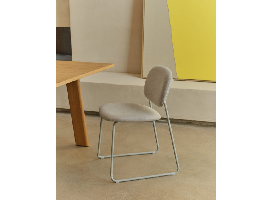 Sedia Meli in ciniglia beige e struttura in metallo beige FSC Mix Credit