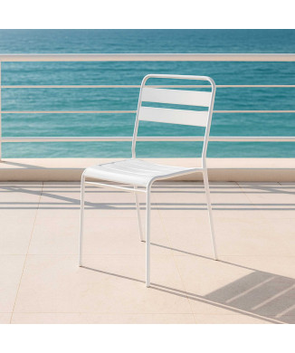Sedia metallo doghe Rovigo Mini bianco cm47x52h44/81 Vacchetti