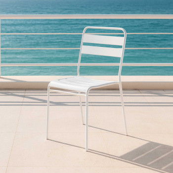 Sedia metallo doghe Rovigo Mini bianco cm47x52h44/81 Vacchetti