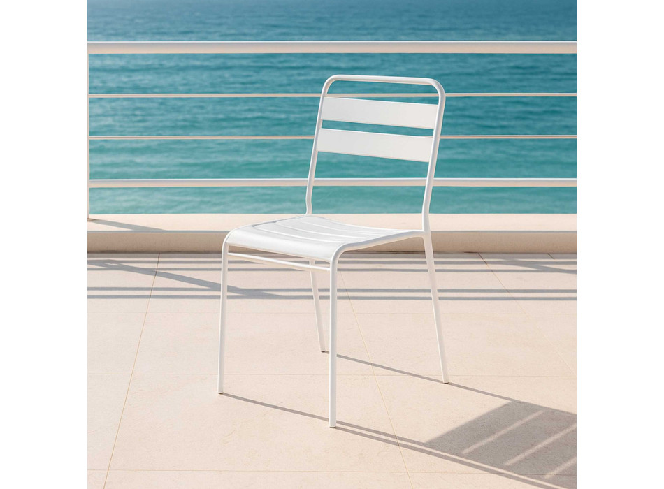 Sedia metallo doghe Rovigo Mini bianco cm47x52h44/81 Vacchetti