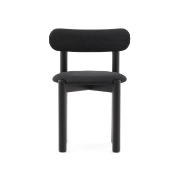 Sedia Nebai in ciniglia nera con struttura in legno massiccio di rovere finitura nera FSC MIX Credit