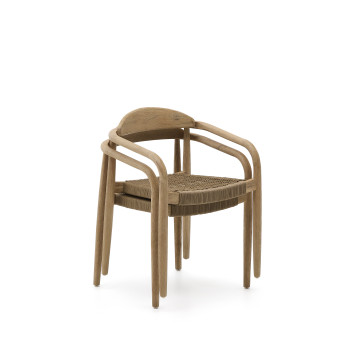 Sedia Nina in legno massello di acacia e corda beige FSC 100%