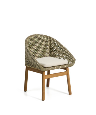 Sedia Olbia in rattan sintetico e legno massiccio 100% teak FSC