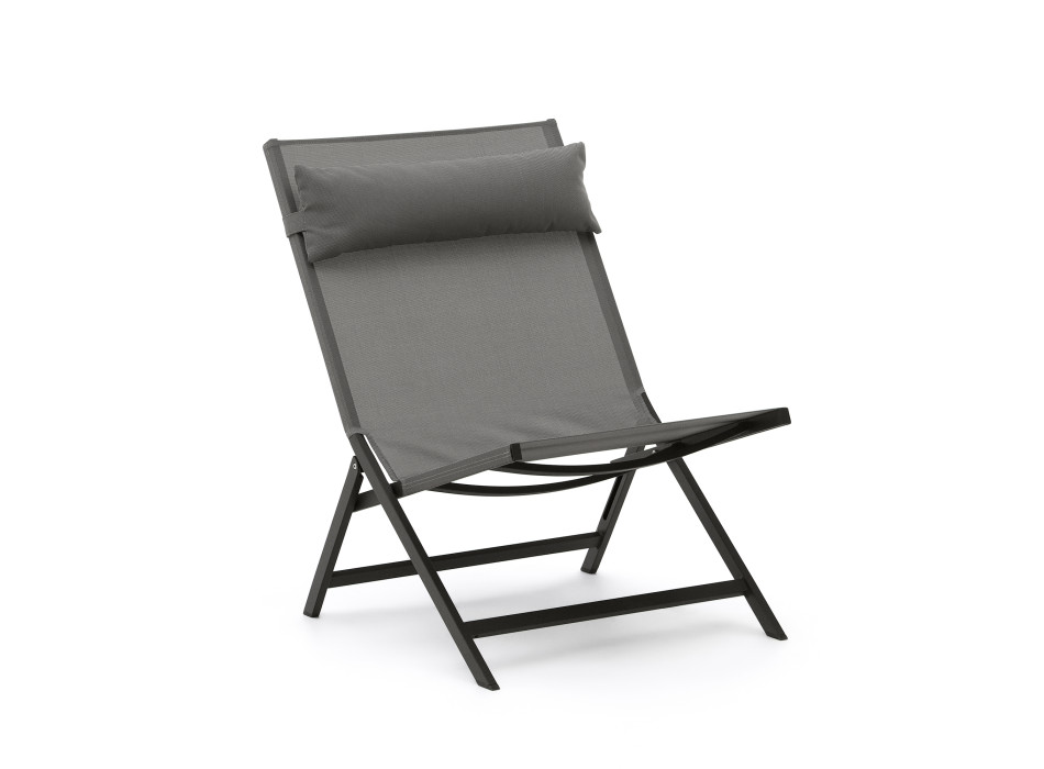 Sedia pieghevole Canutells in alluminio con finitura grigio