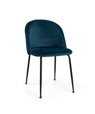 Sedia velluto Sammi blu struttura nero Vacchetti
