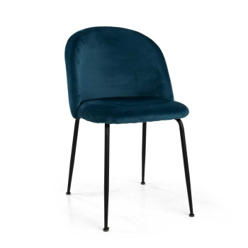 Sedia velluto Sammi blu struttura nero Vacchetti