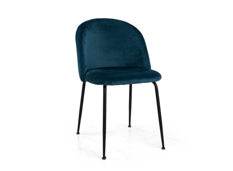 Sedia velluto Sammi blu struttura nero Vacchetti